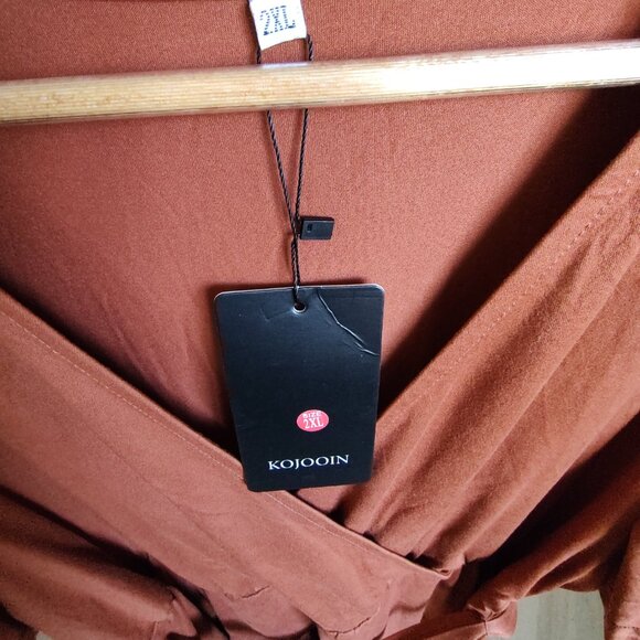 Short Sleeve Orange/Copper Dress with Belt - Size 2XL - Picture 5 of 5